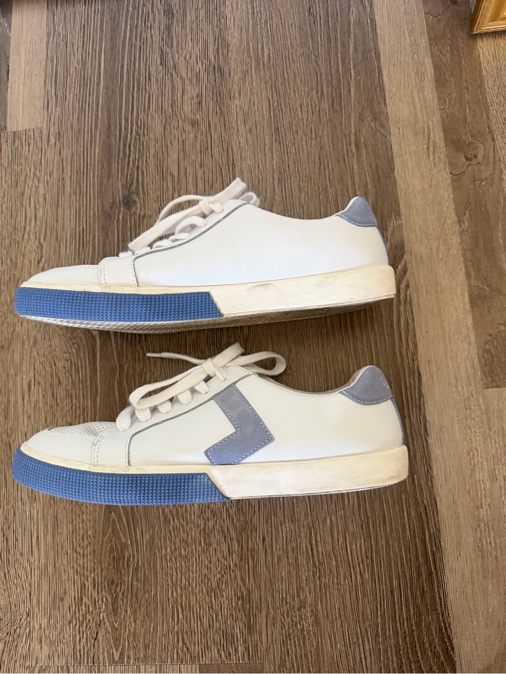Lauren Ralph Lauren White Leather Sneakers with Blue Outsole
